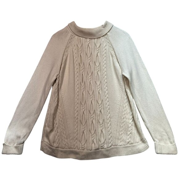 Talbots Sweaters - Talbots Women's Fisherman Sweater Cable Knit Long Sleeve Size XL Beige
